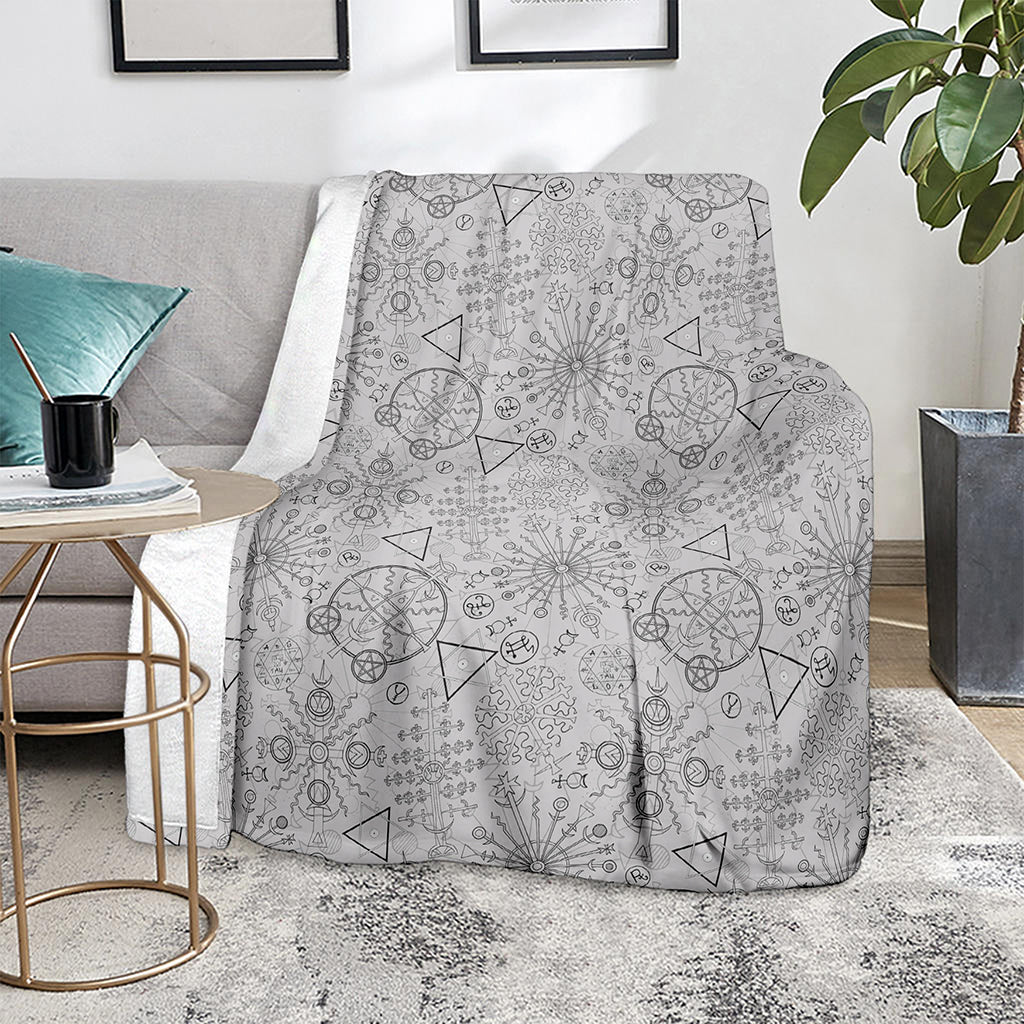 Grey And Black Mystical Wiccan Print Blanket