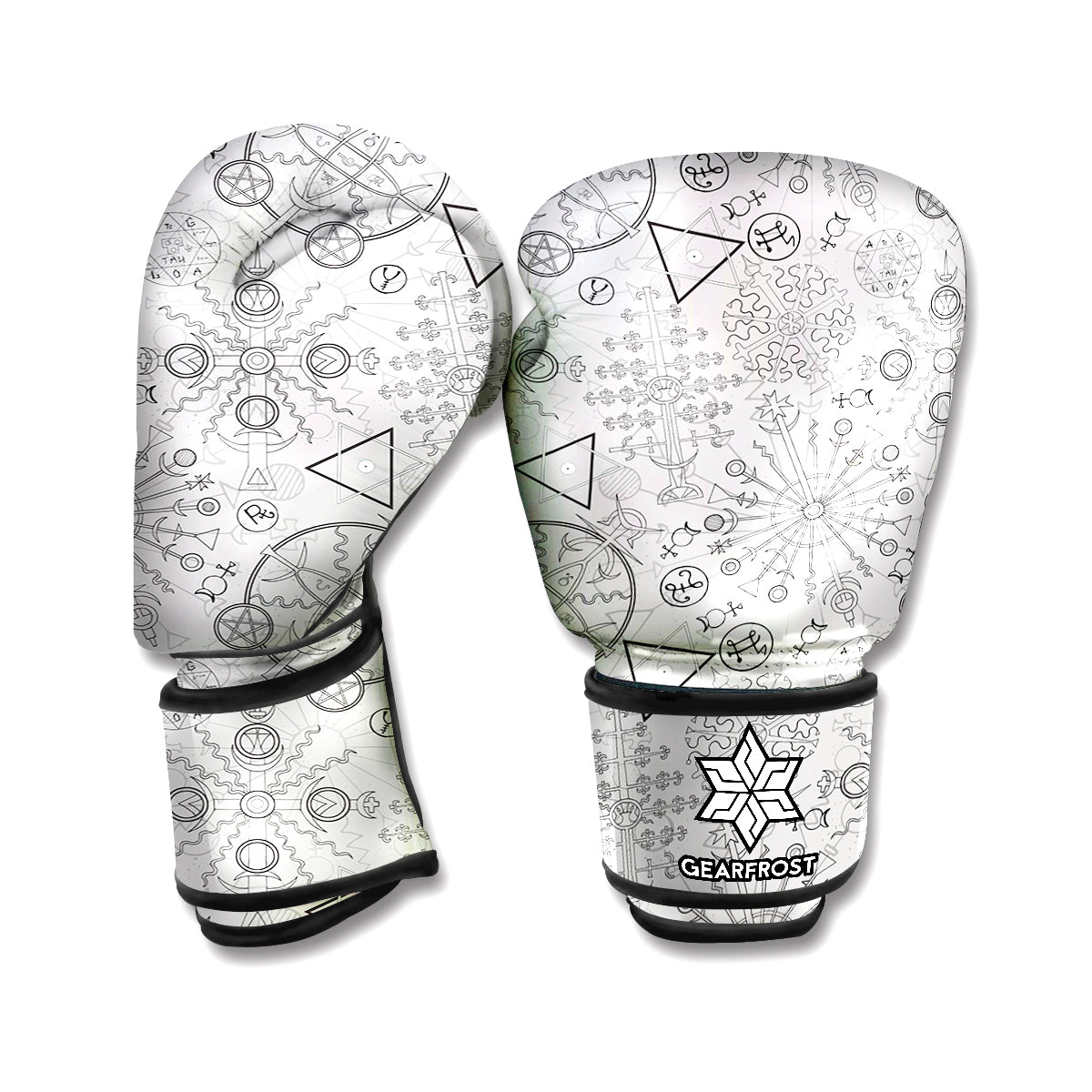 Grey And Black Mystical Wiccan Print Boxing Gloves