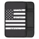 Grey And White American Flag Print Car Center Console Cover