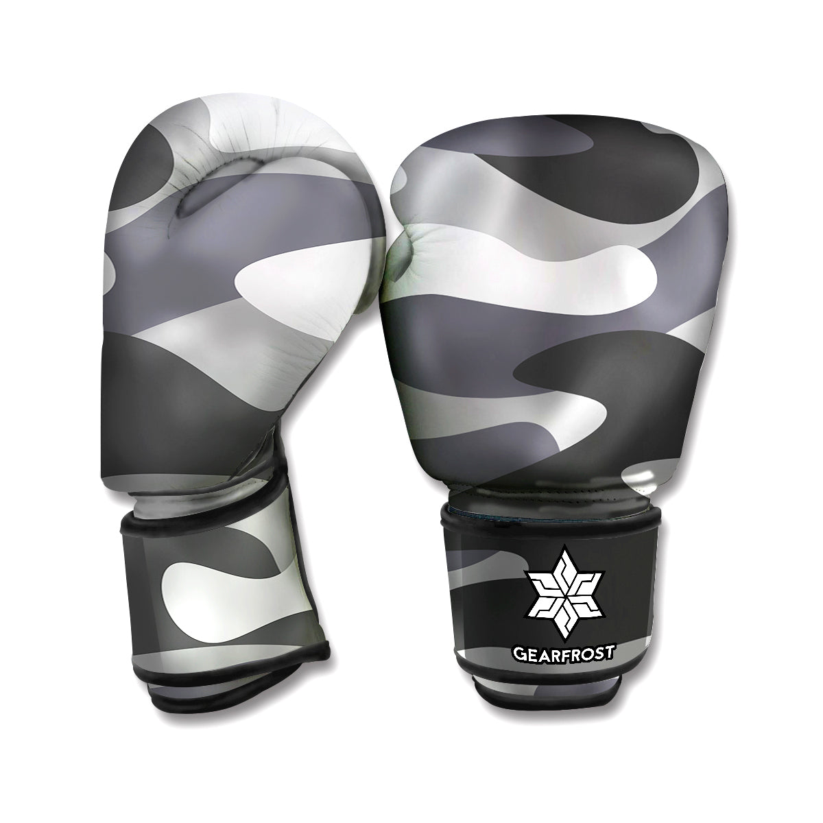 Grey And White Camouflage Print Boxing Gloves