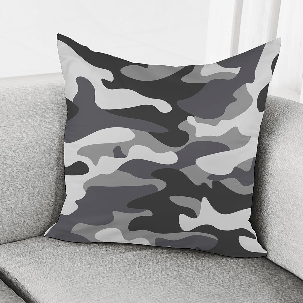 Grey And White Camouflage Print Pillow Cover