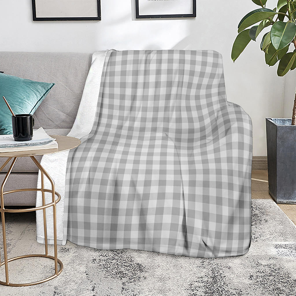 Grey And White Check Pattern Print Blanket