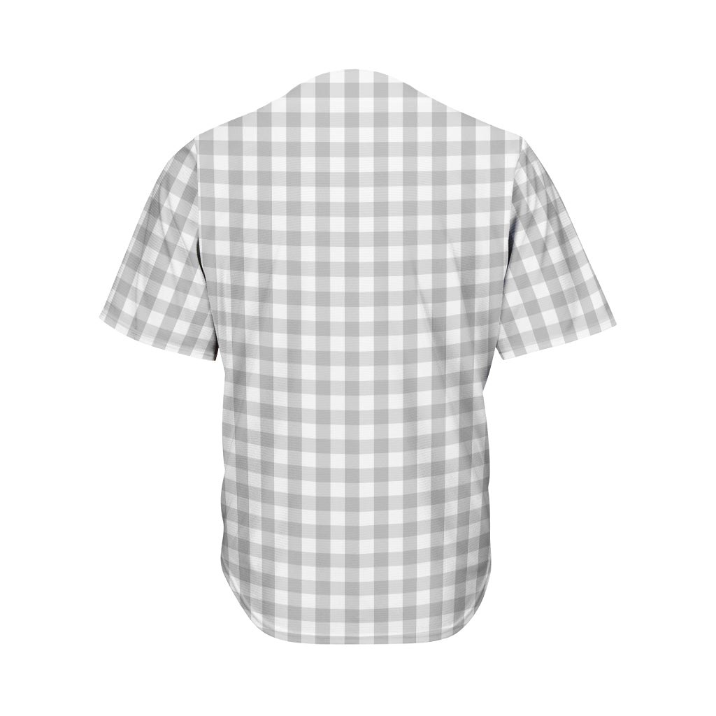 Grey And White Check Pattern Print Men's Baseball Jersey