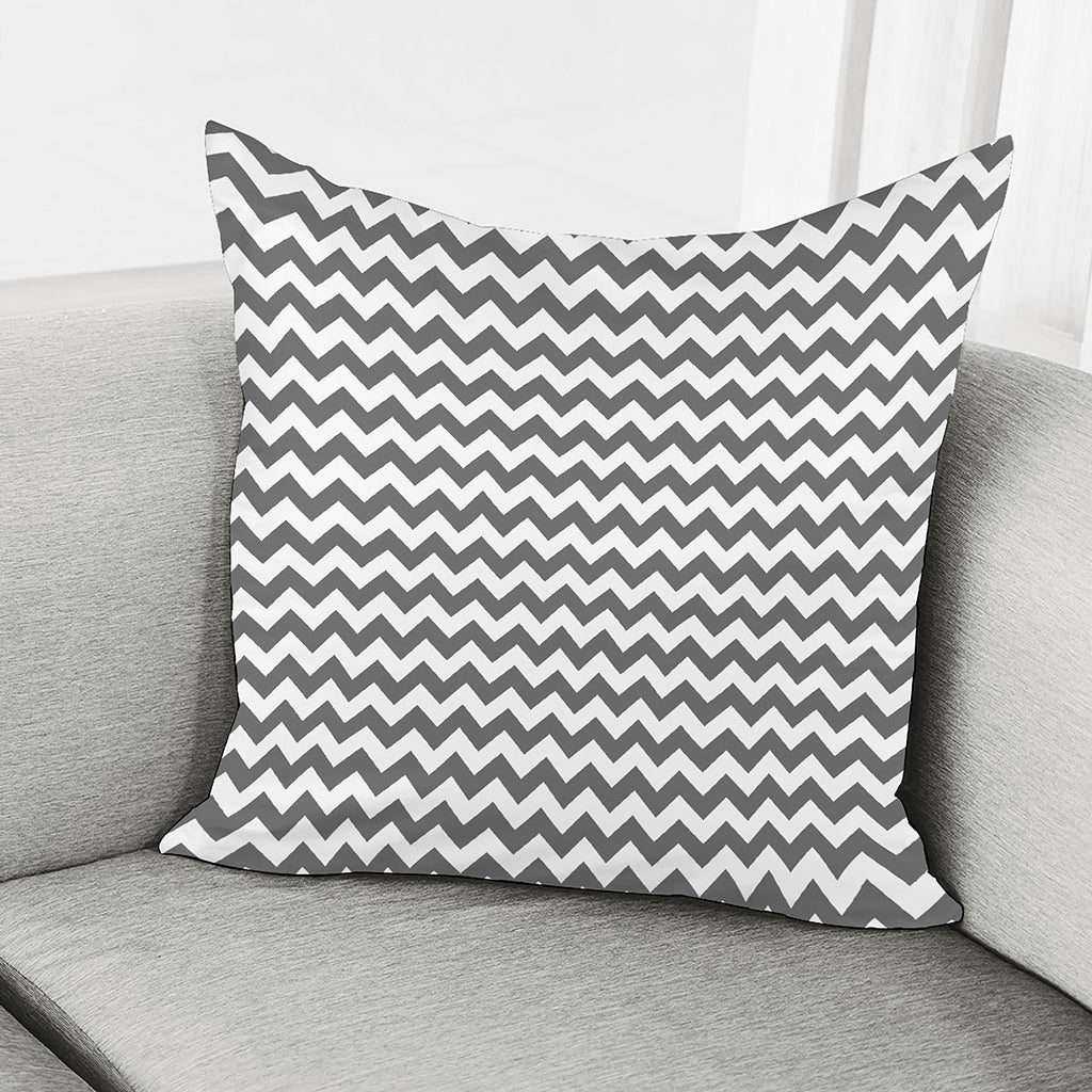 Grey And White Chevron Pattern Print Pillow Cover