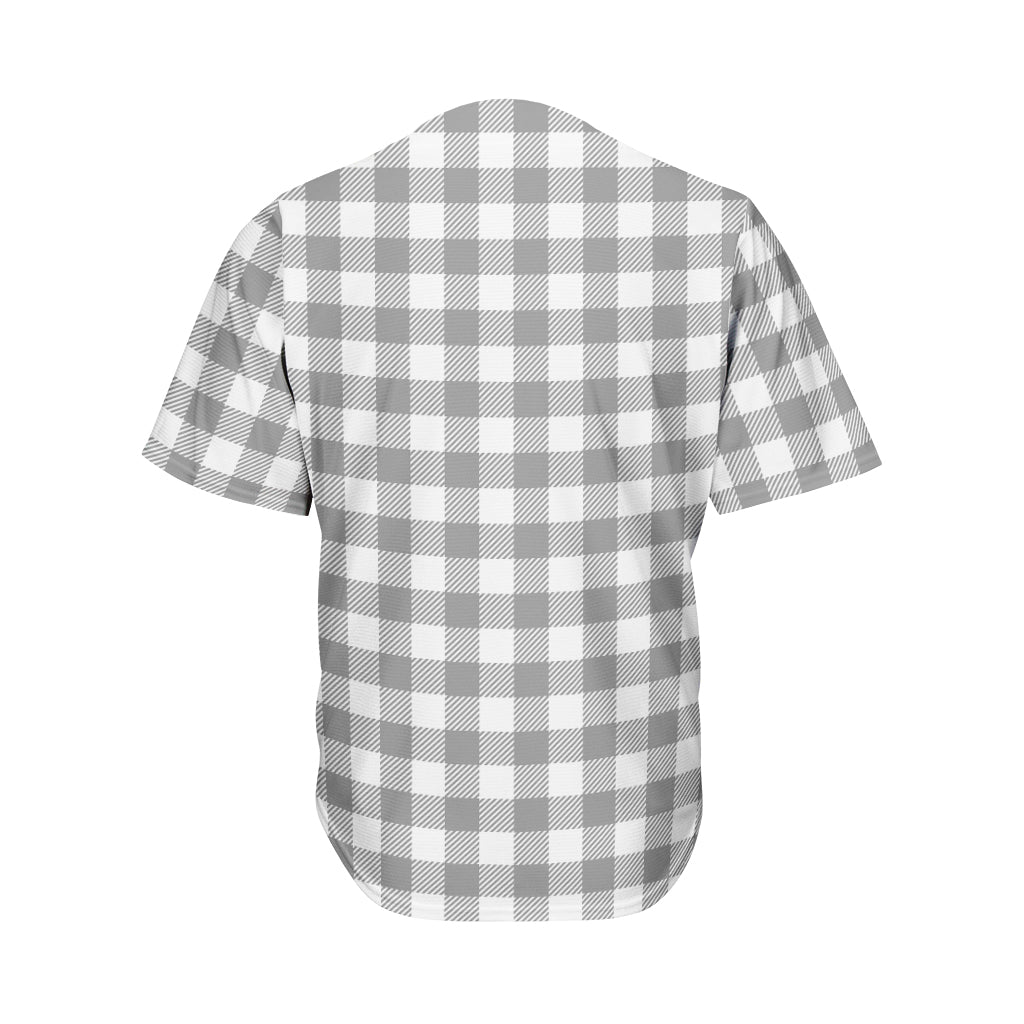 Grey And White Gingham Pattern Print Men's Baseball Jersey
