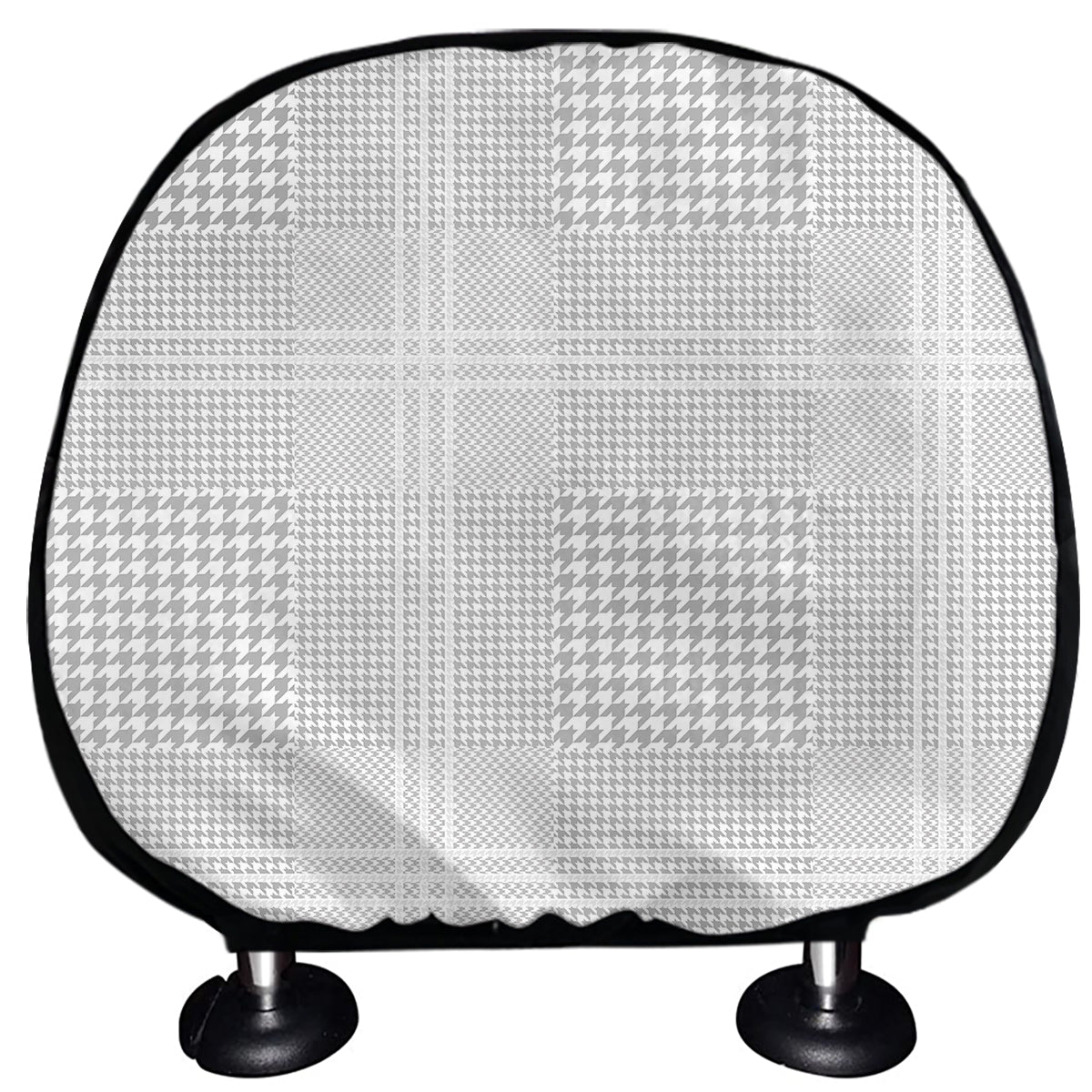 Grey And White Glen Plaid Print Car Headrest Covers