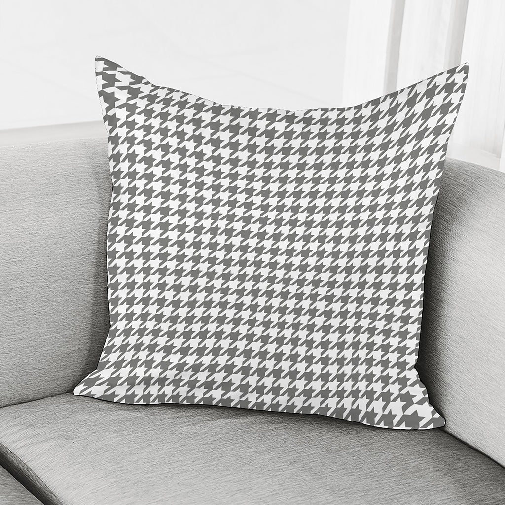 Grey And White Houndstooth Pattern Print Pillow Cover