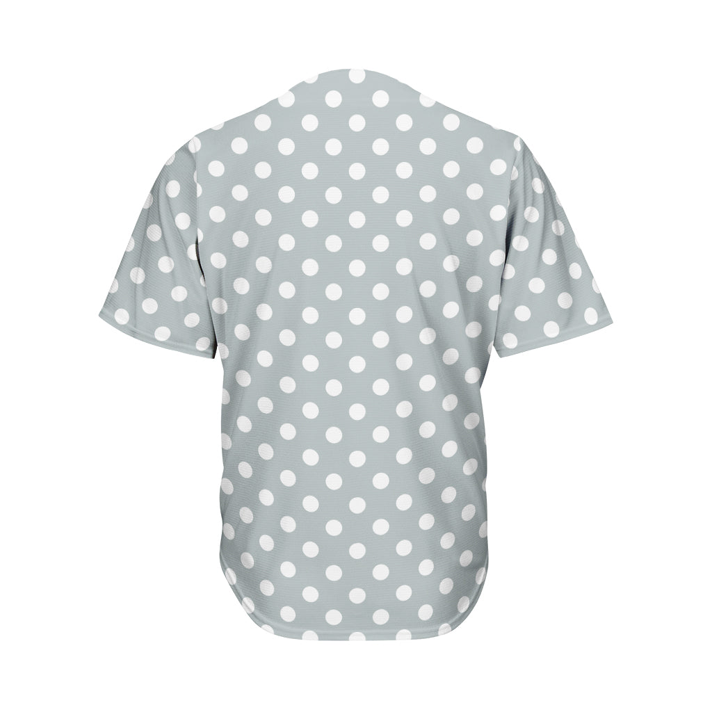 Grey And White Polka Dot Pattern Print Men's Baseball Jersey