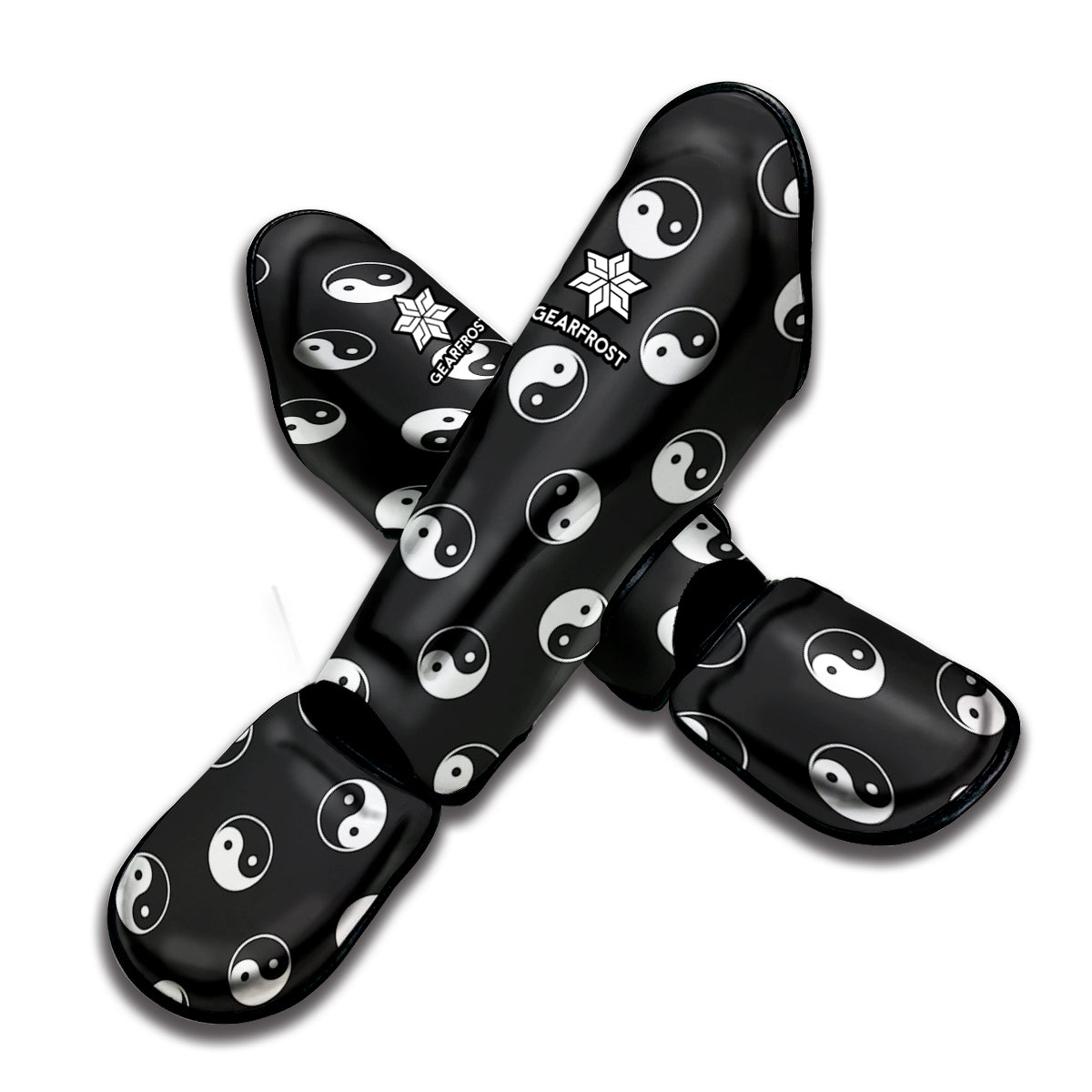 Grey And White Yin Yang Pattern Print Muay Thai Shin Guard