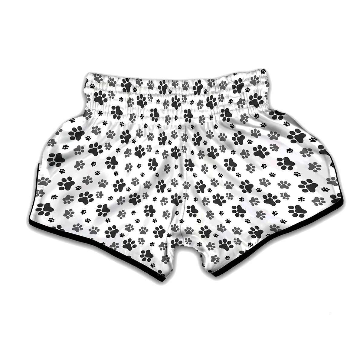 Grey Animal Paw Pattern Print Muay Thai Boxing Shorts