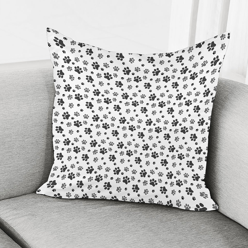 Grey Animal Paw Pattern Print Pillow Cover