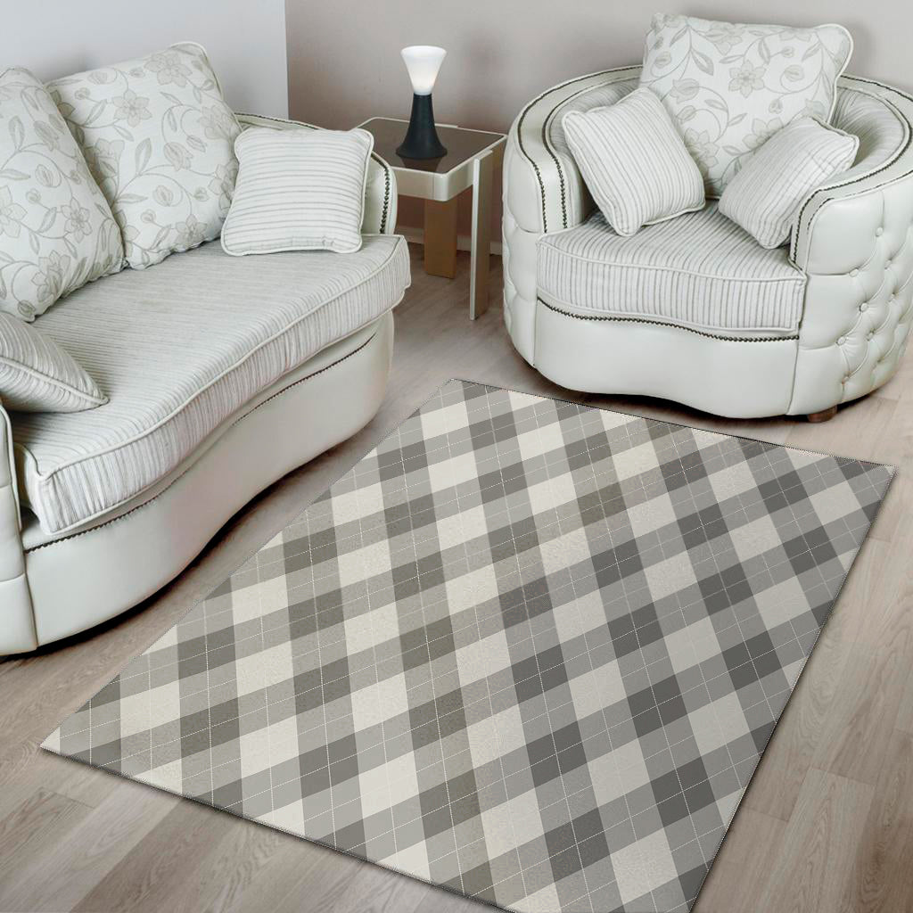 Grey Argyle Pattern Print Area Rug