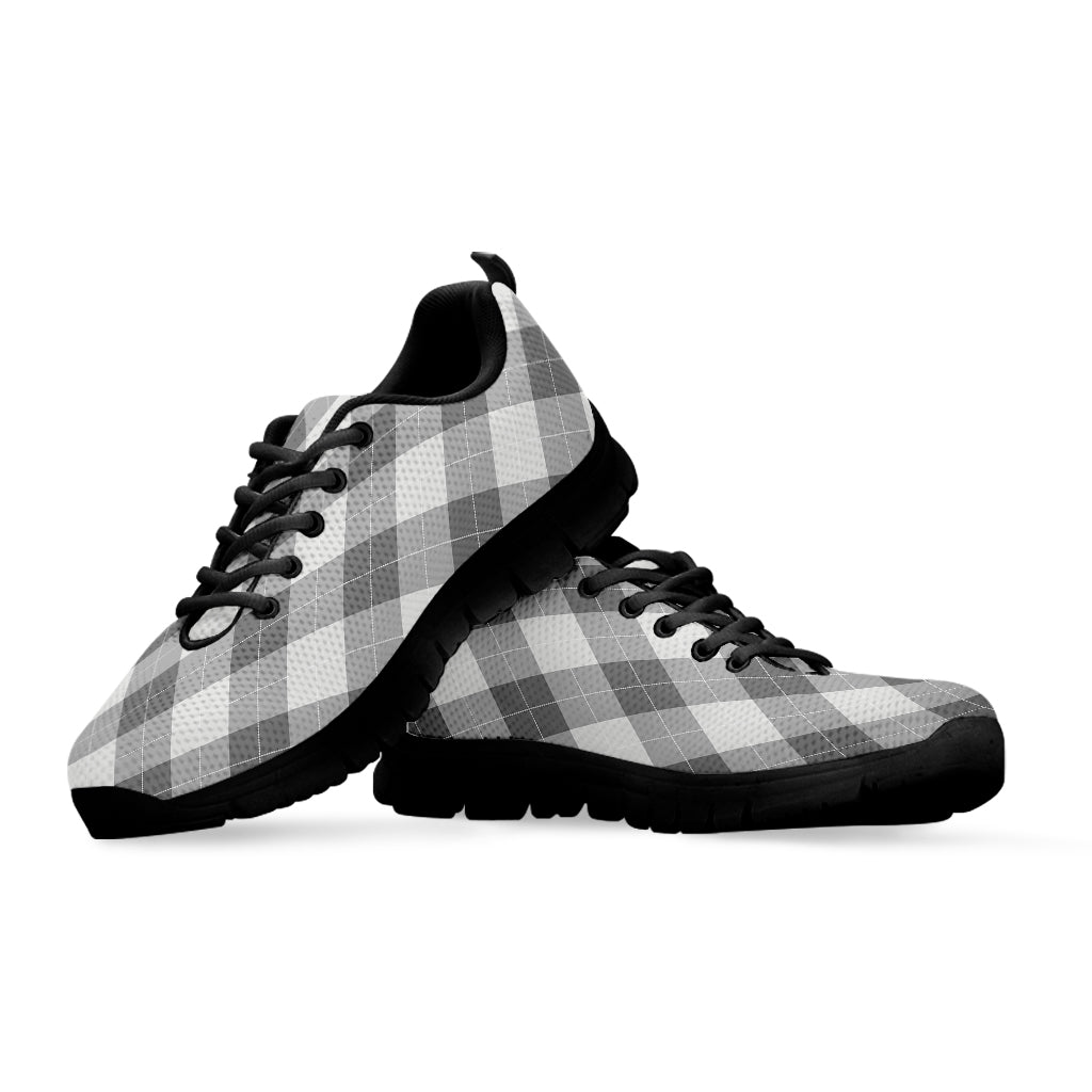 Grey Argyle Pattern Print Black Sneakers