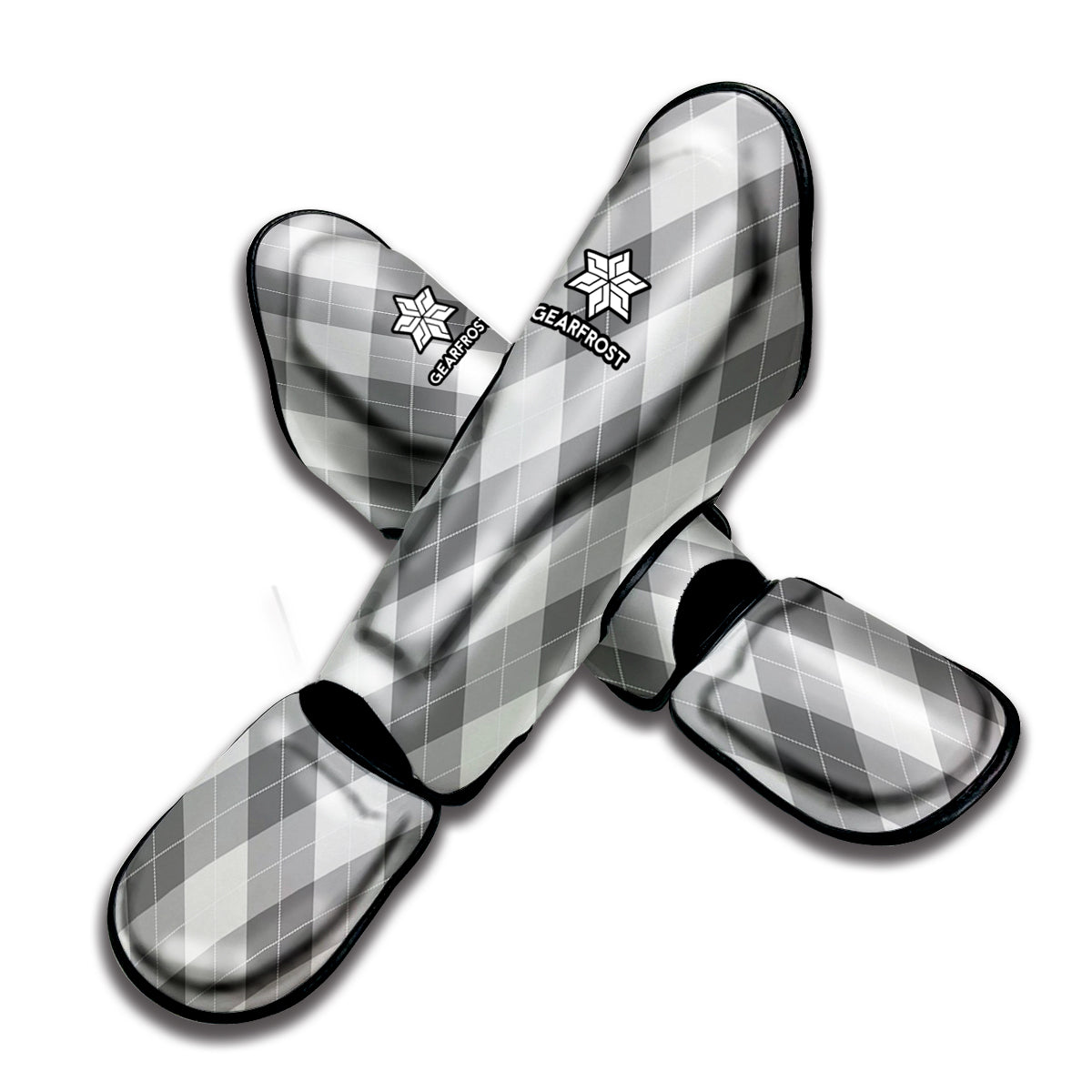 Grey Argyle Pattern Print Muay Thai Shin Guard