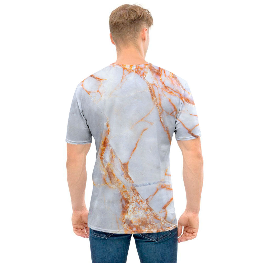 Grey Bronze Marble Print Men's T-Shirt