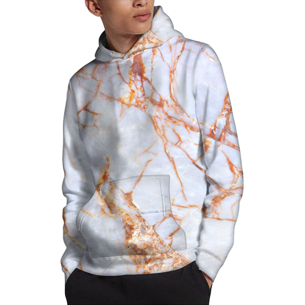 Grey Bronze Marble Print Pullover Hoodie