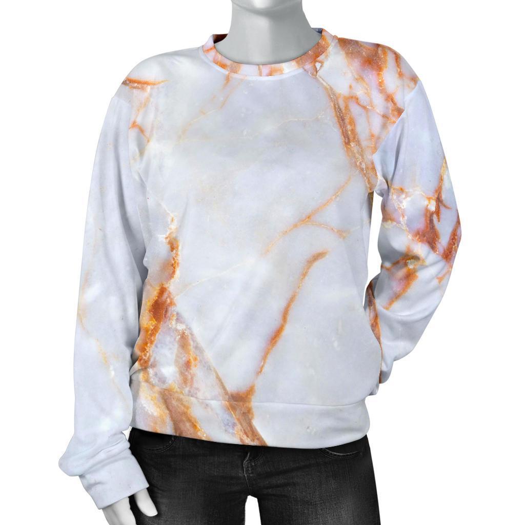 Grey Bronze Marble Print Women's Crewneck Sweatshirt GearFrost