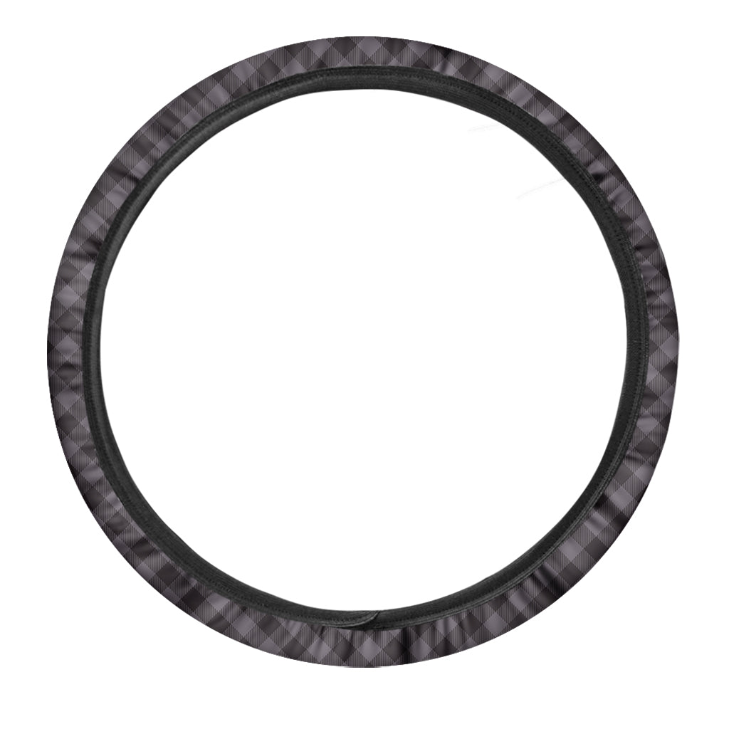 Grey Buffalo Plaid Pattern Print Car Steering Wheel Cover