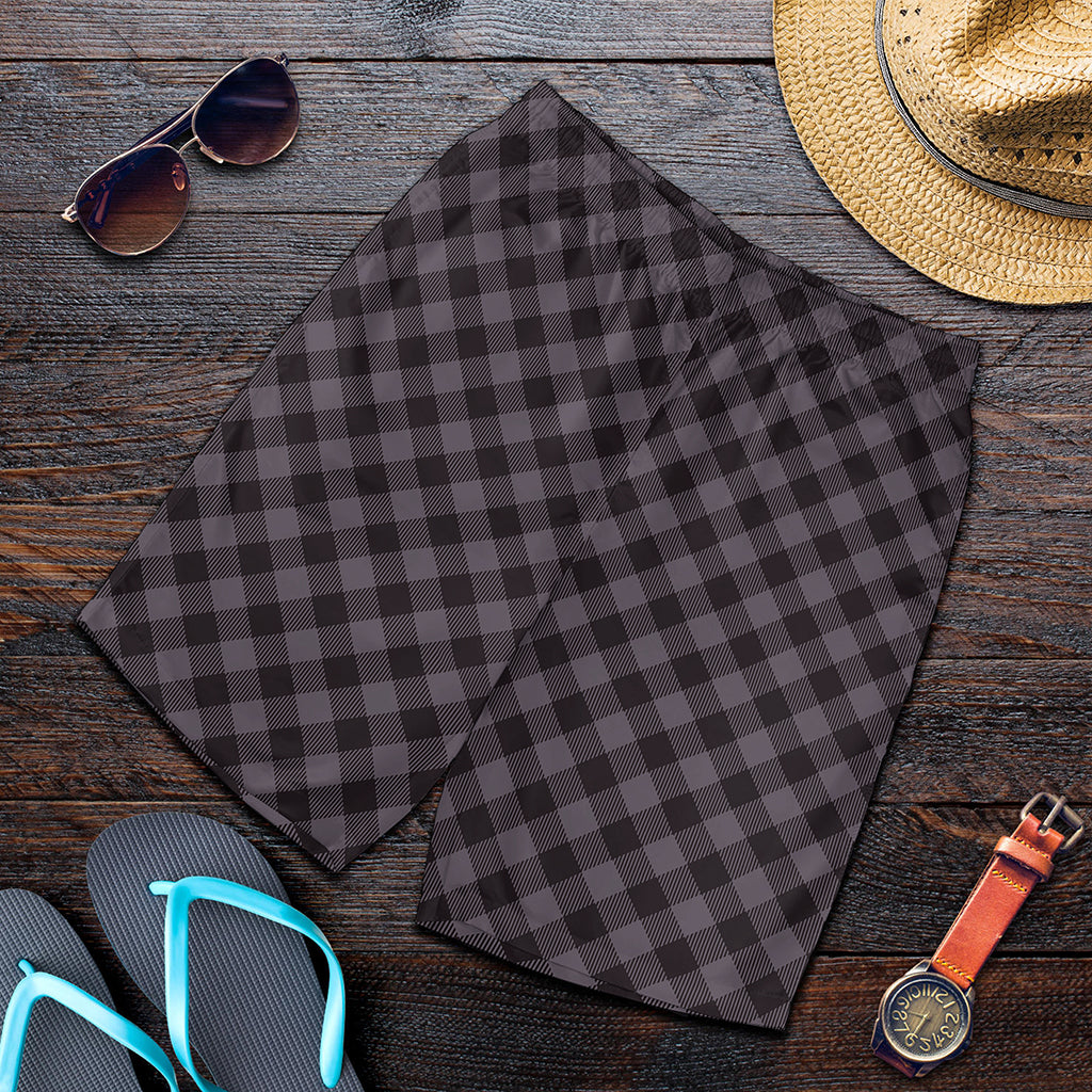 Grey Buffalo Plaid Pattern Print Men's Shorts