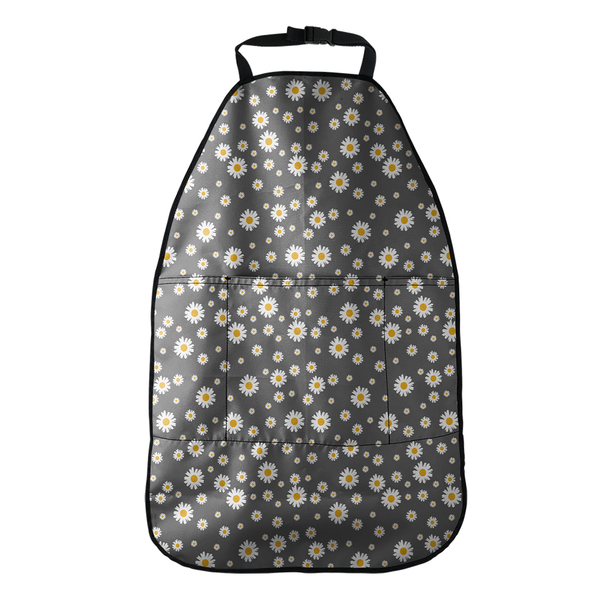 Grey Daisy Floral Pattern Print Car Seat Organizers