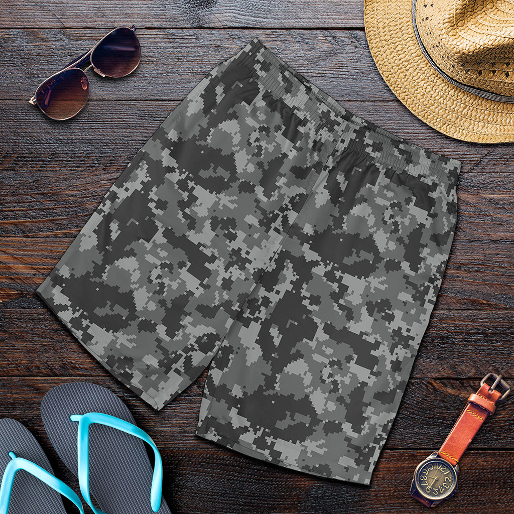 Grey Digital Camo Pattern Print Men's Shorts