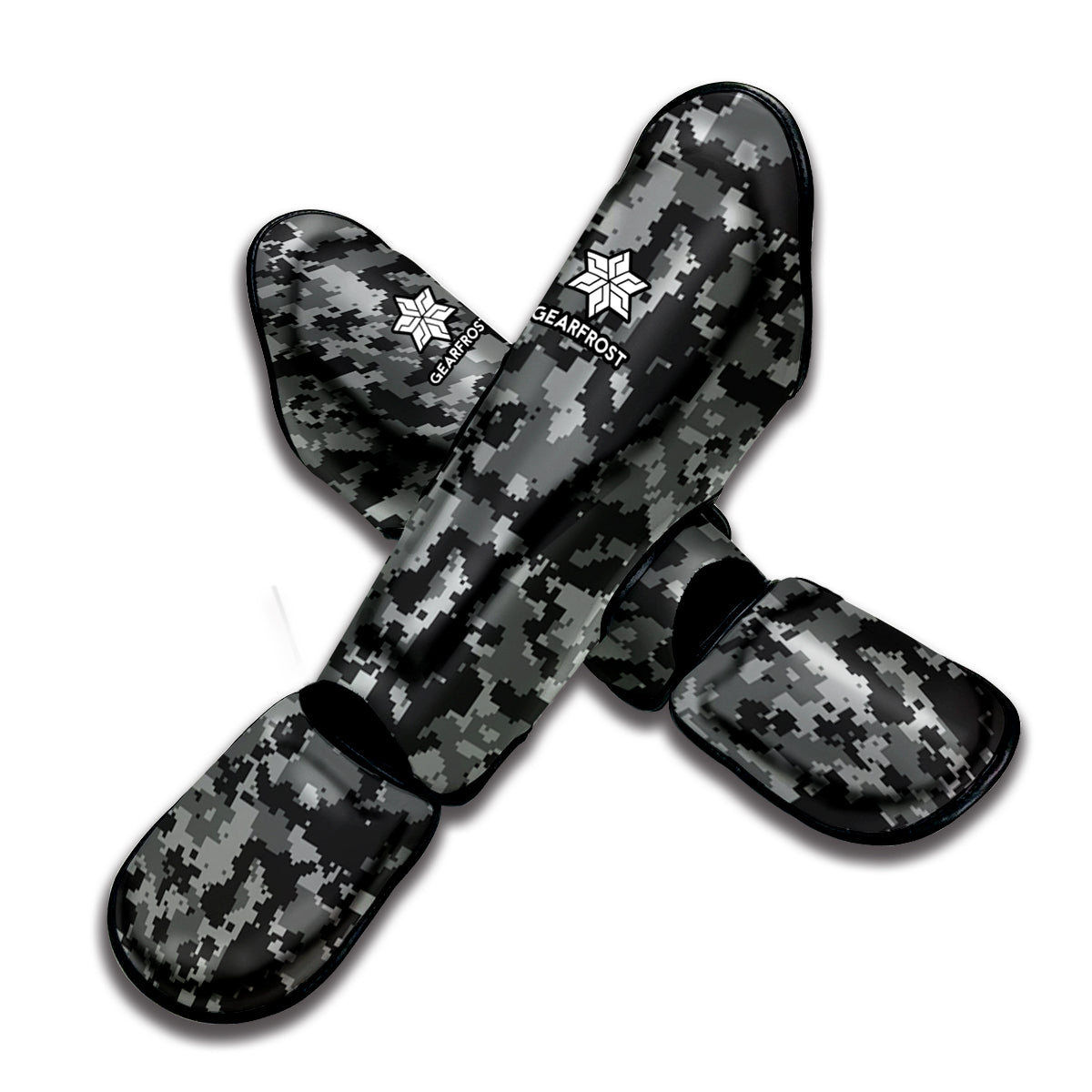 Grey Digital Camo Pattern Print Muay Thai Shin Guard