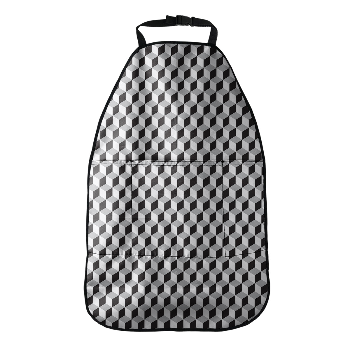 Grey Geometric Cube Shape Pattern Print Car Seat Organizers
