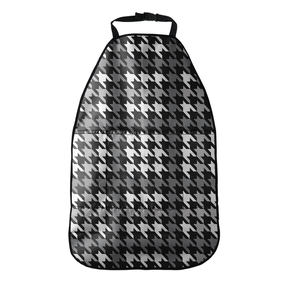 Grey Houndstooth Pattern Print Car Seat Organizers