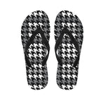 Grey Houndstooth Pattern Print Flip Flops