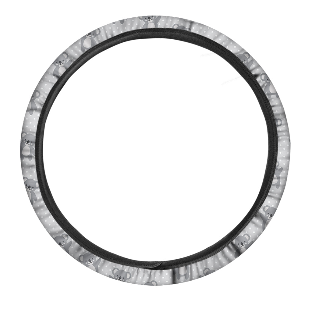 Grey Koala Pattern Print Car Steering Wheel Cover