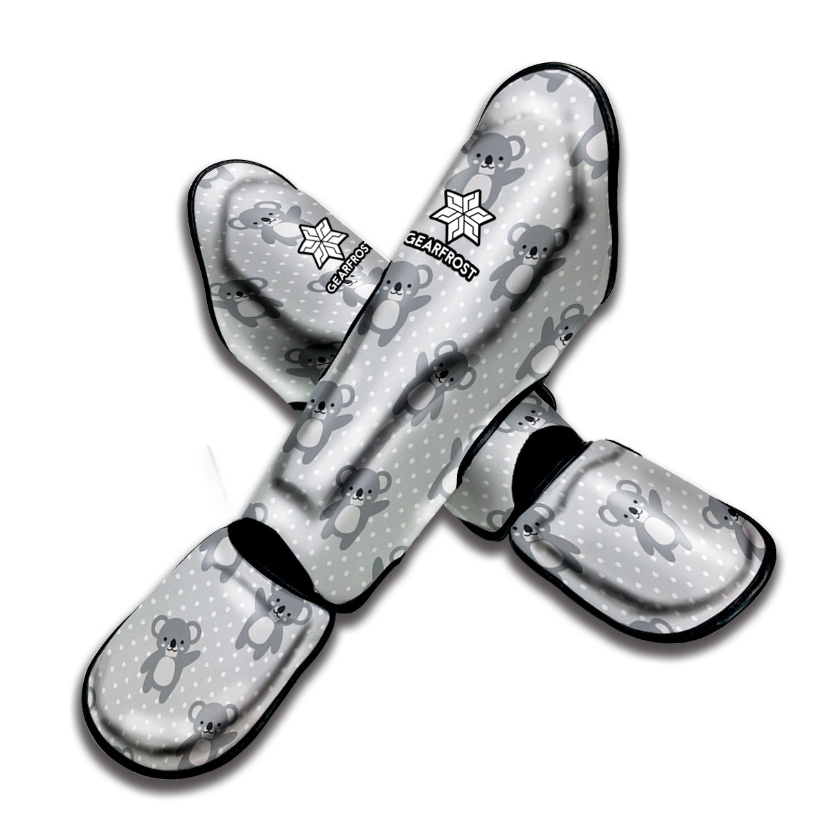 Grey Koala Pattern Print Muay Thai Shin Guard