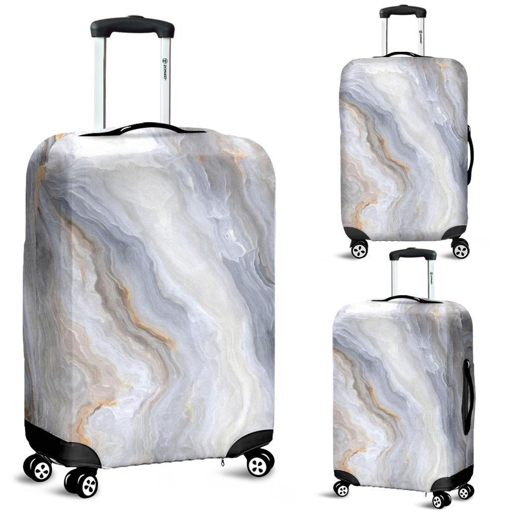 Grey Marble Print Luggage Cover GearFrost