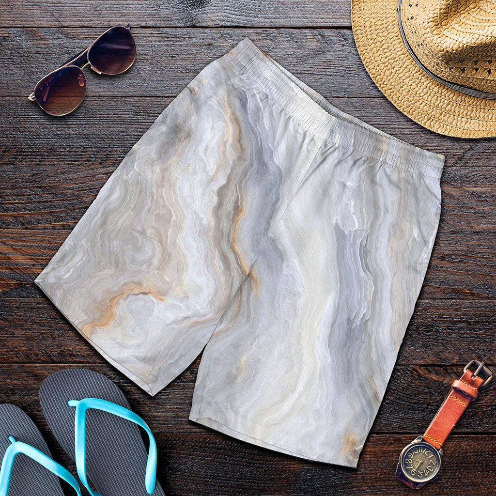 Grey Marble Print Men's Shorts