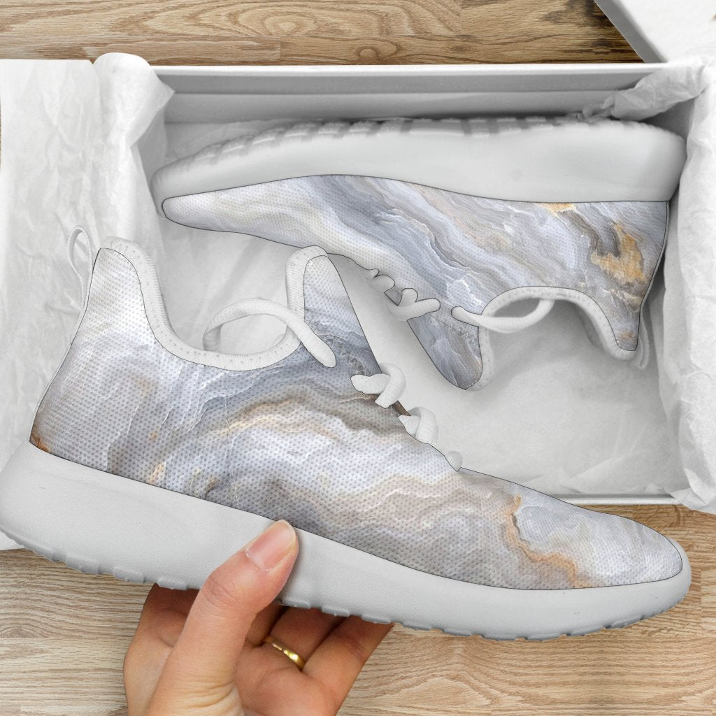 Grey Marble Print Mesh Knit Shoes GearFrost