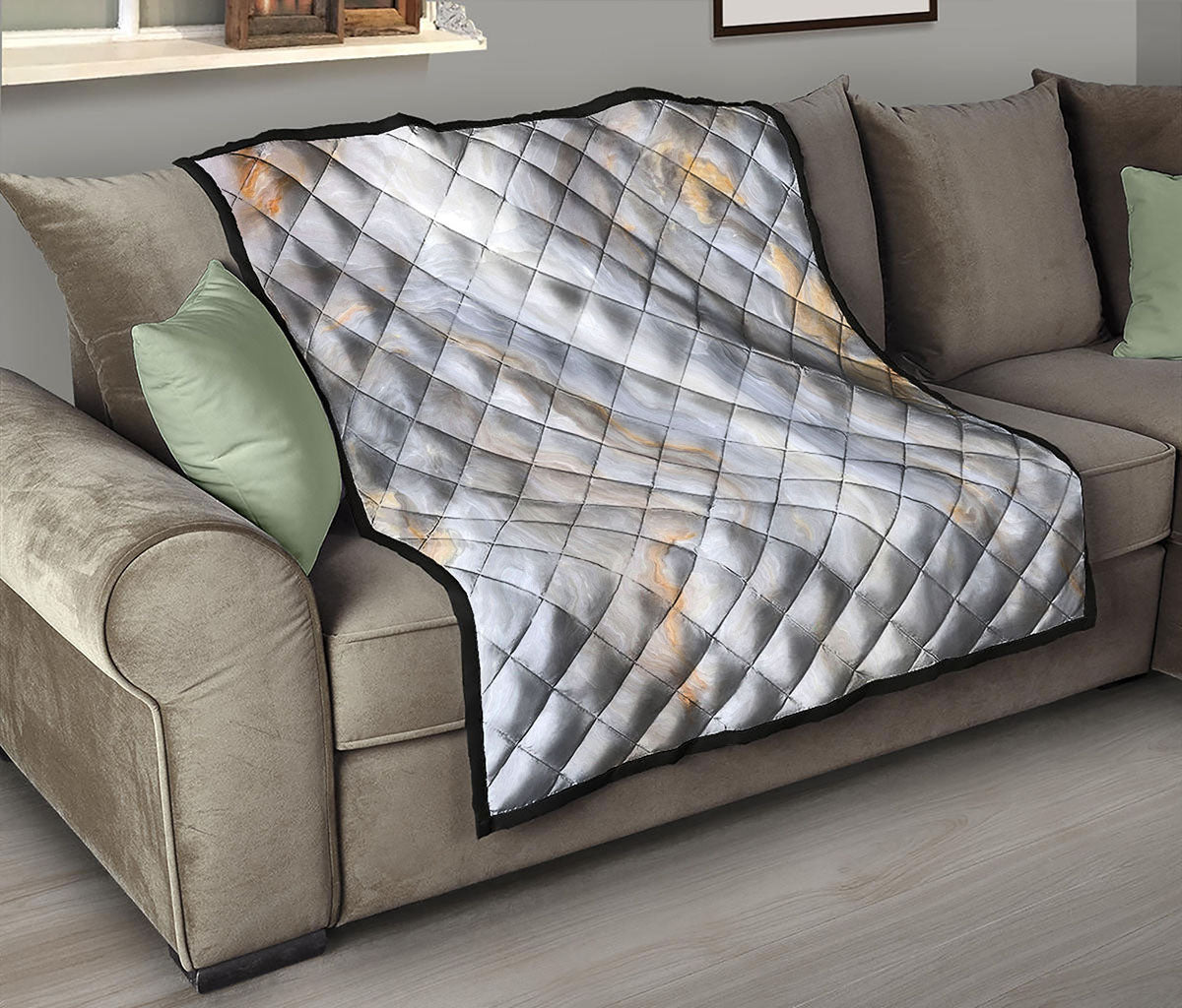 Grey Marble Print Quilt