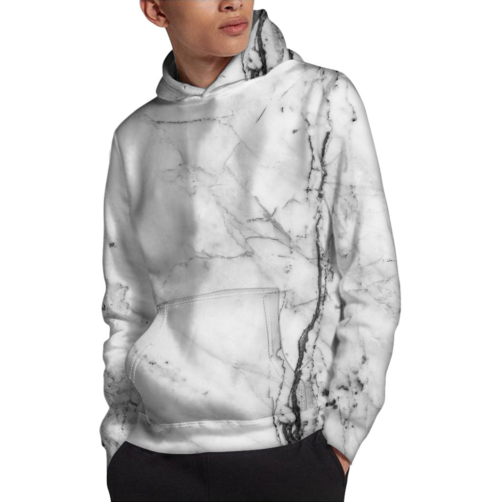 Grey Marble Stone Print Pullover Hoodie