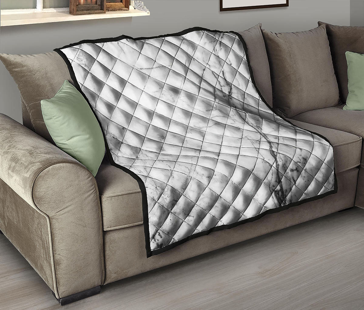 Grey Marble Stone Print Quilt