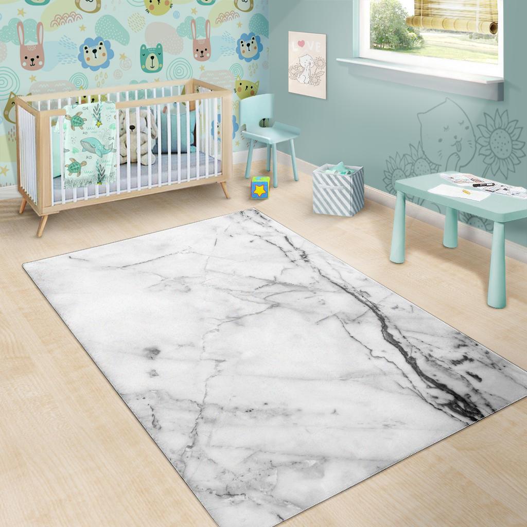 Grey Marble Texture Print Area Rug GearFrost