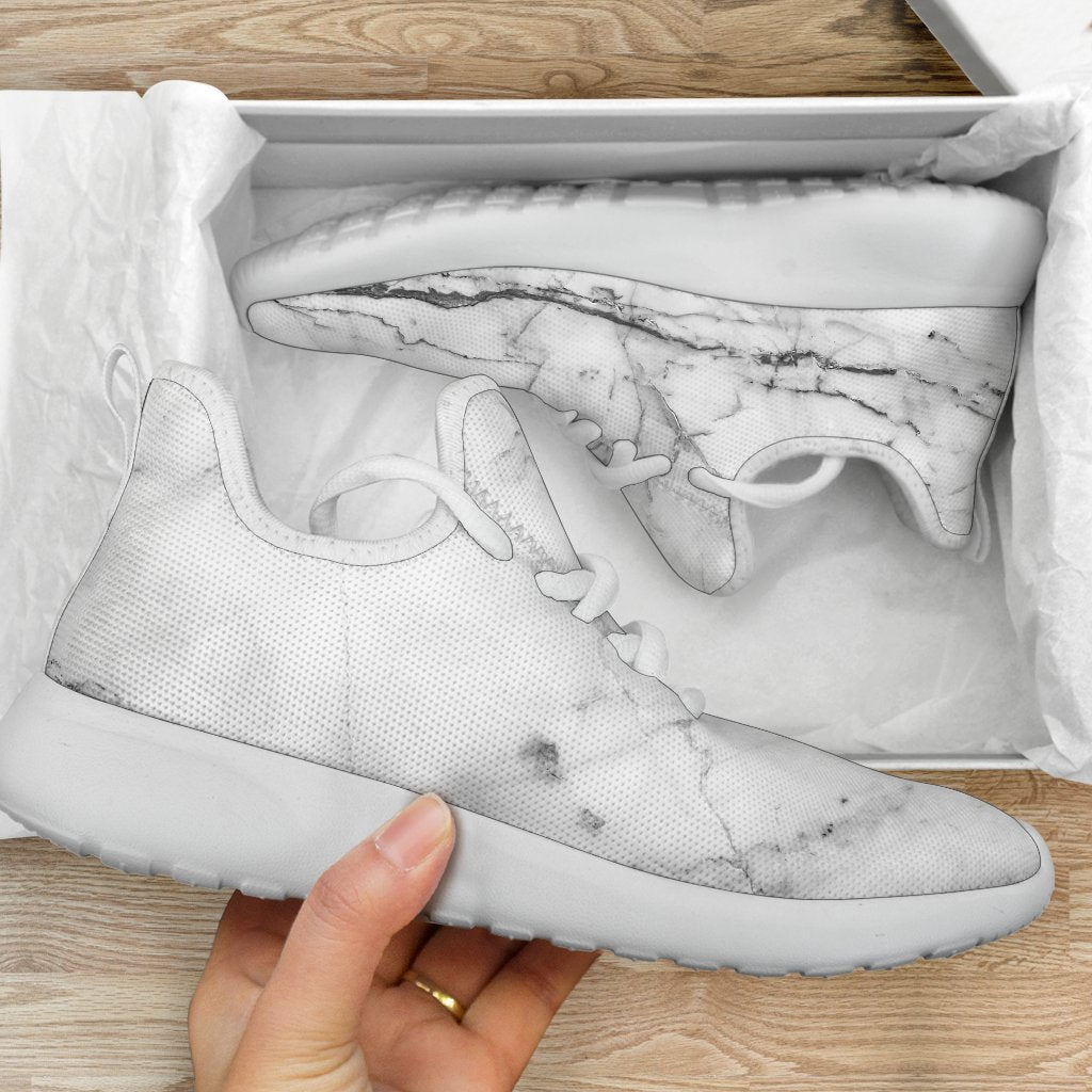 Grey Marble Texture Print Mesh Knit Shoes GearFrost
