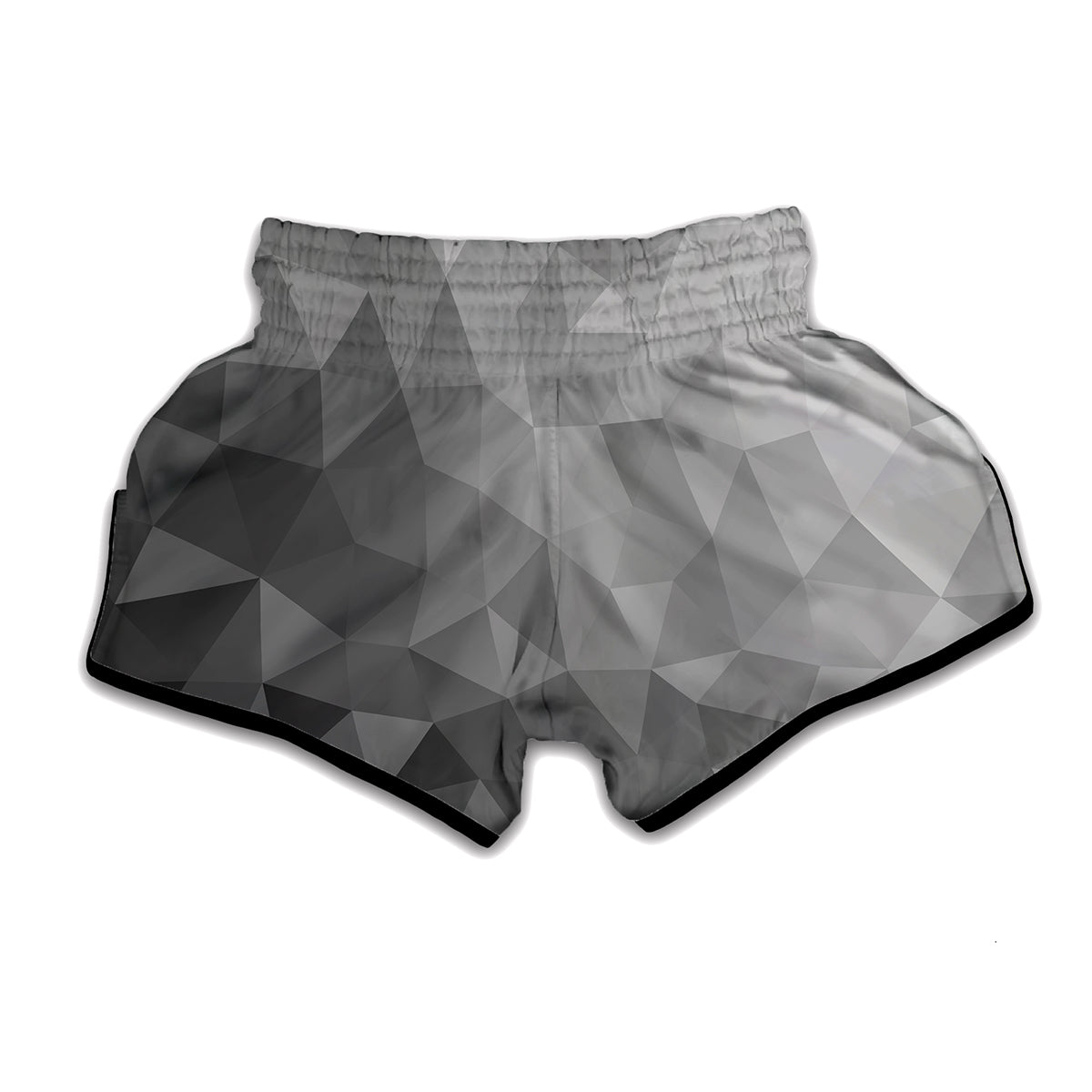 Grey Polygonal Geometric Print Muay Thai Boxing Shorts