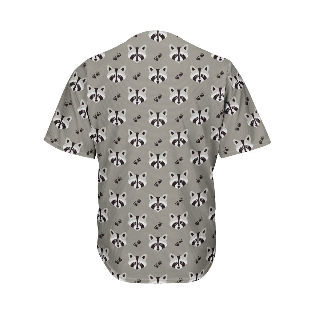 Grey Raccoon Pattern Print Men's Baseball Jersey