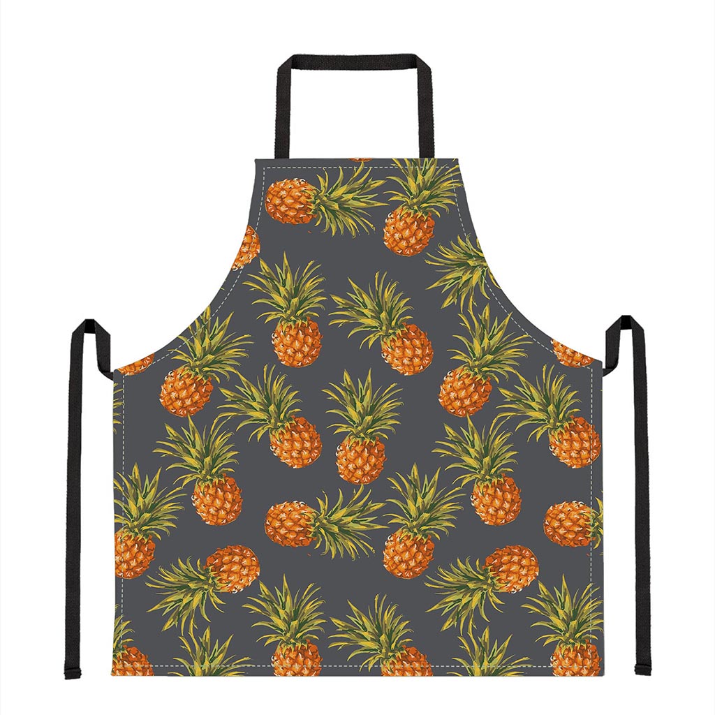 Grey Watercolor Pineapple Pattern Print Apron