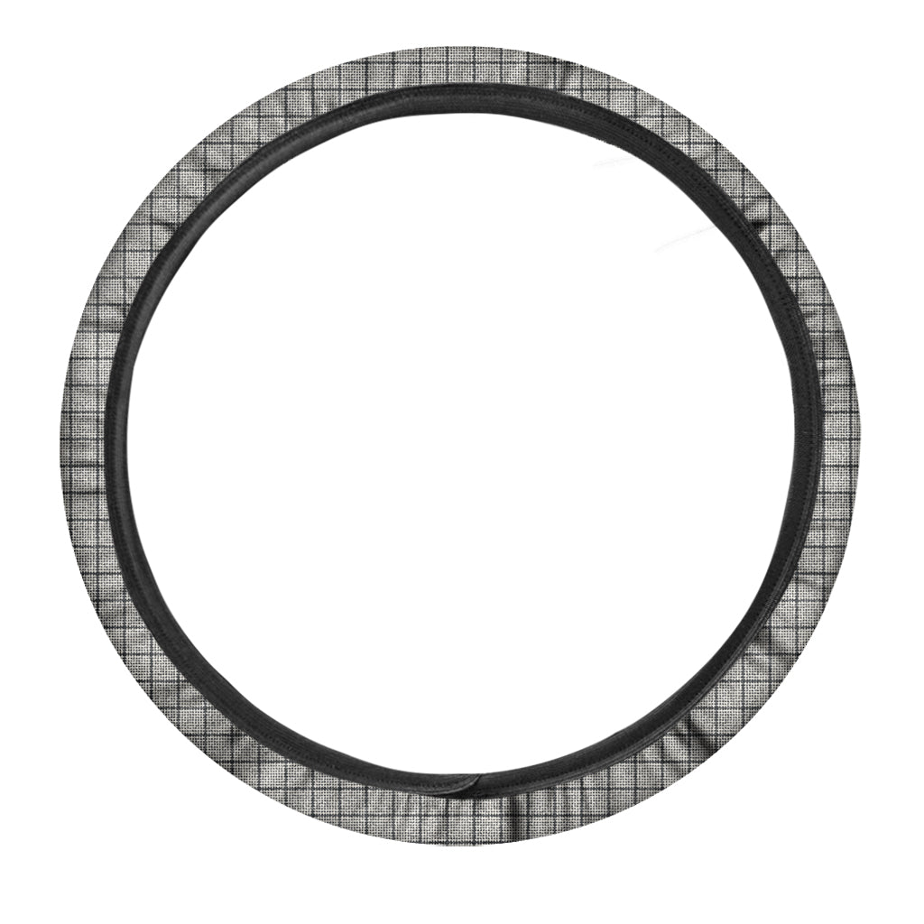 Grey Windowpane Pattern Print Car Steering Wheel Cover