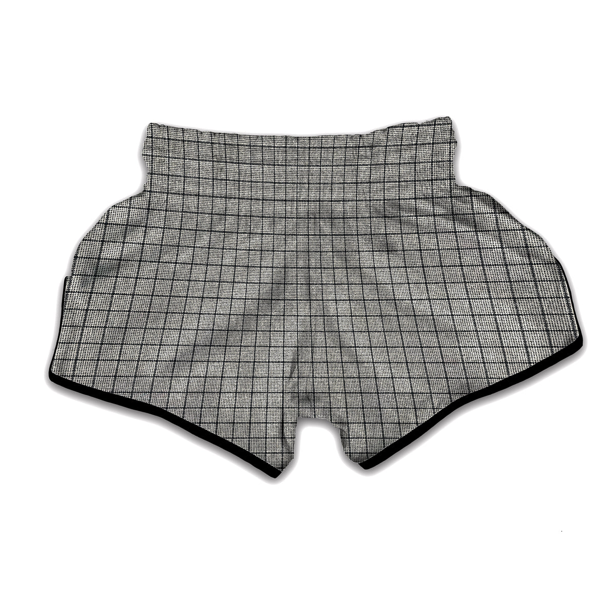 Grey Windowpane Pattern Print Muay Thai Boxing Shorts