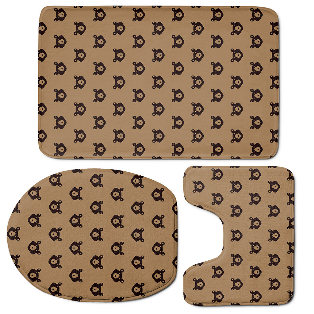 Grizzly Bear Pattern Print 3 Piece Bath Mat Set