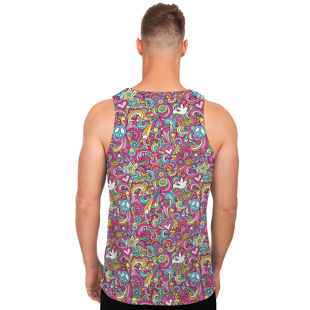 Groovy Girly Peace Pattern Print Men's Tank Top