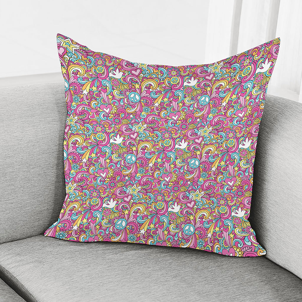 Groovy Girly Peace Pattern Print Pillow Cover