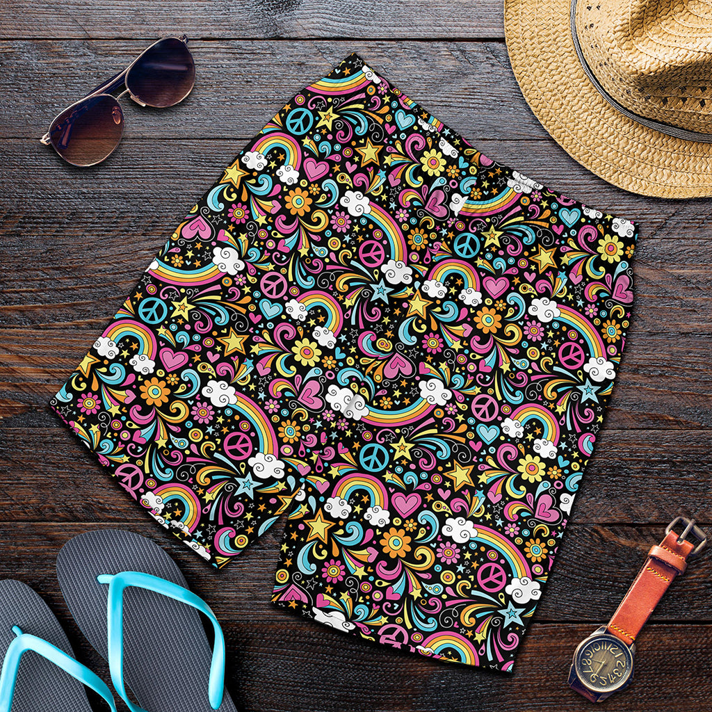 Groovy Hippie Peace Pattern Print Men's Shorts