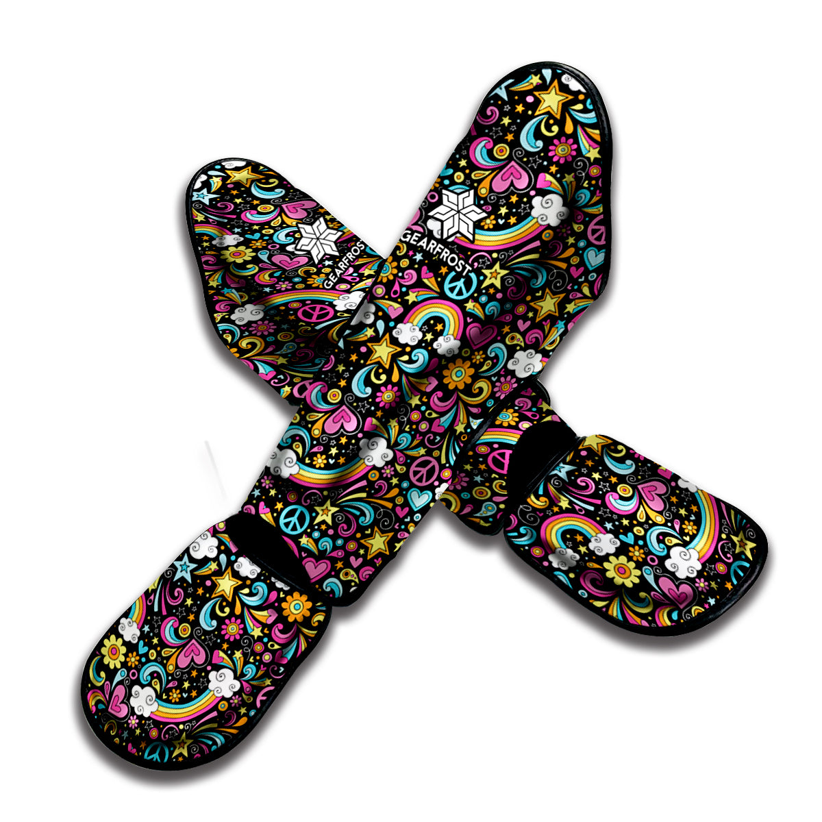 Groovy Hippie Peace Pattern Print Muay Thai Shin Guard