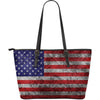 Grunge American Flag Patriotic Leather Tote Bag GearFrost